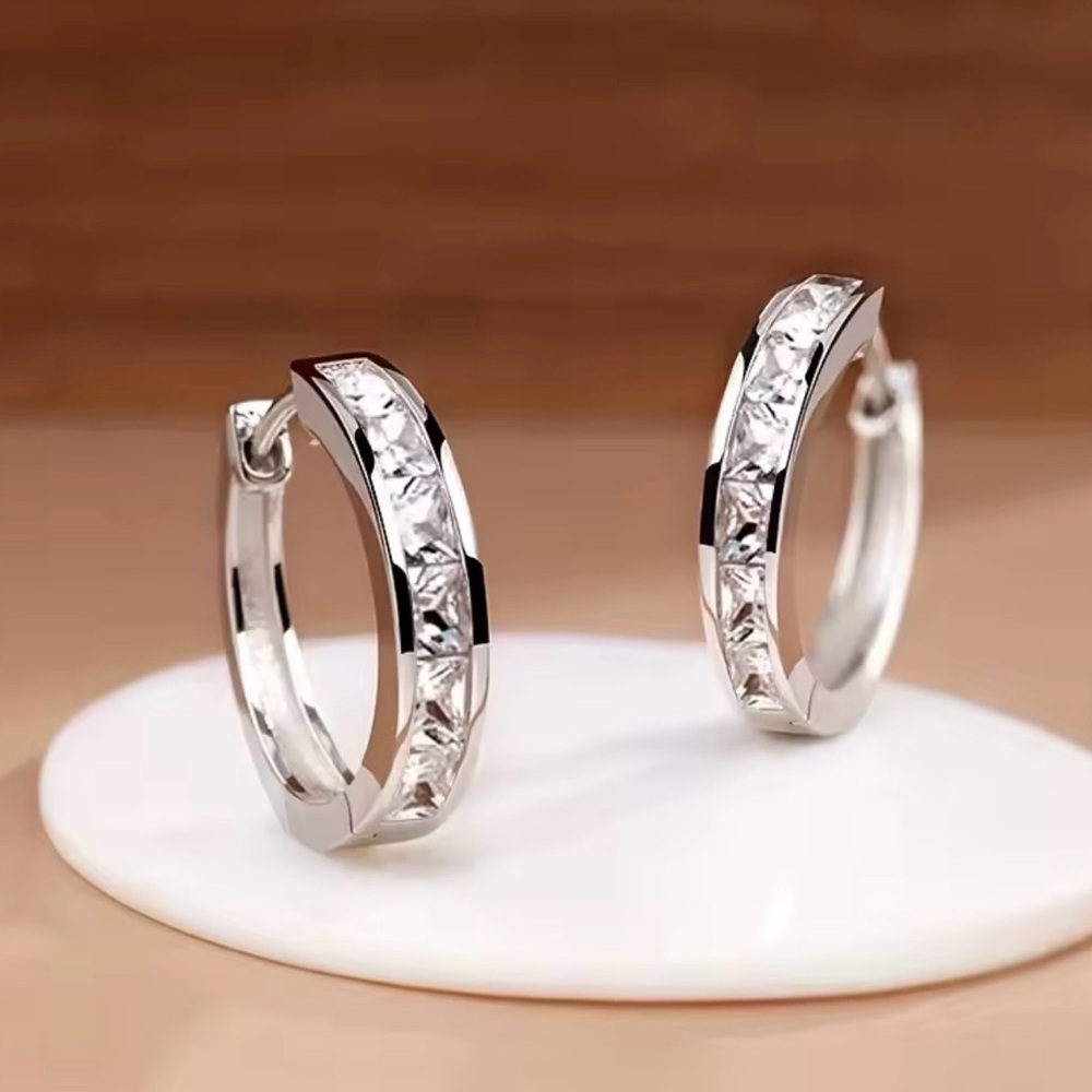 Elegant Gold Hoop huggie Earrings with Crystal Accents